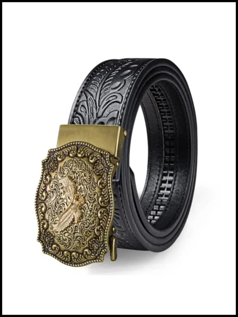 Men's Ratchet Leather Sliding Buckle Dress Belt - No Color